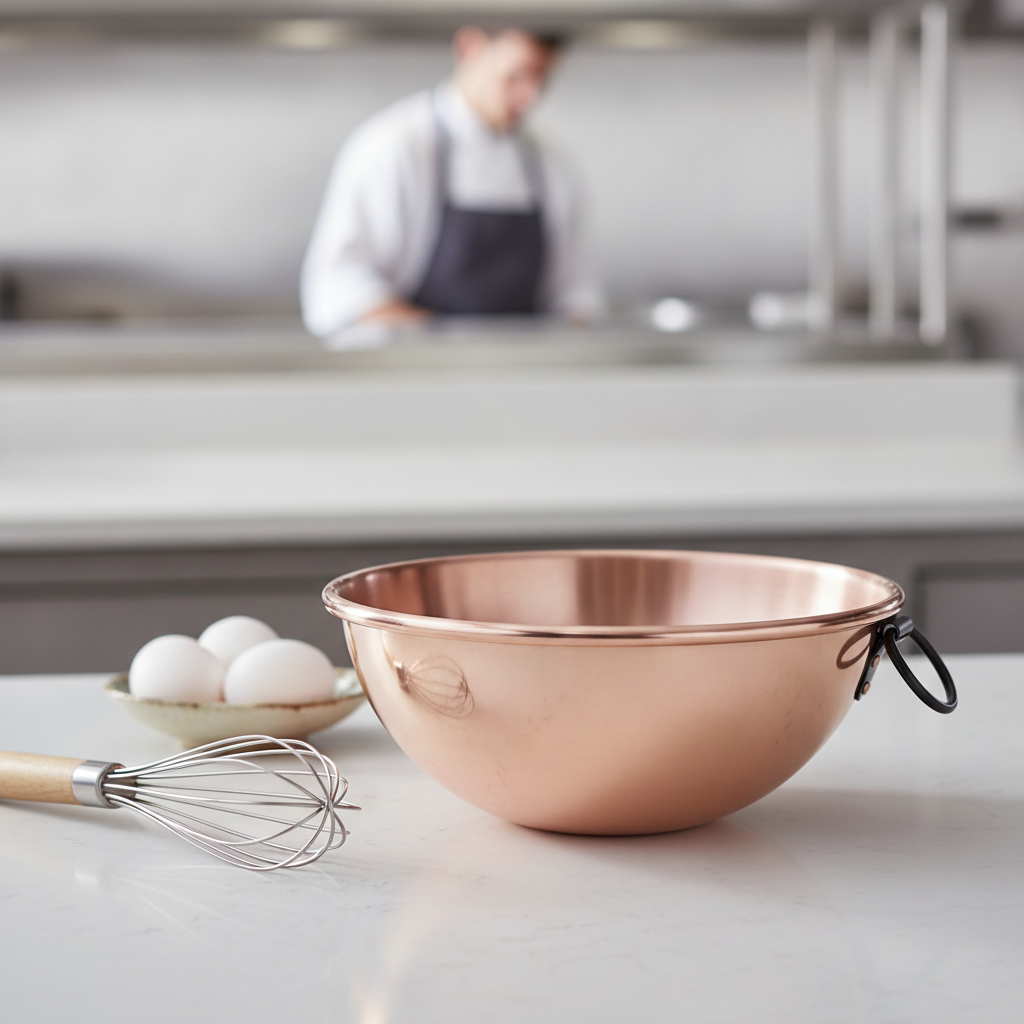 Copper Egg Whites Bowl 260mm for Efficient Mixing