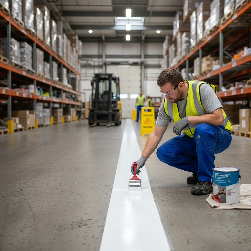 Premium High Build Line Marking Paint for Concrete and Metal Floors - Chemical Resistant with Gloss Finish