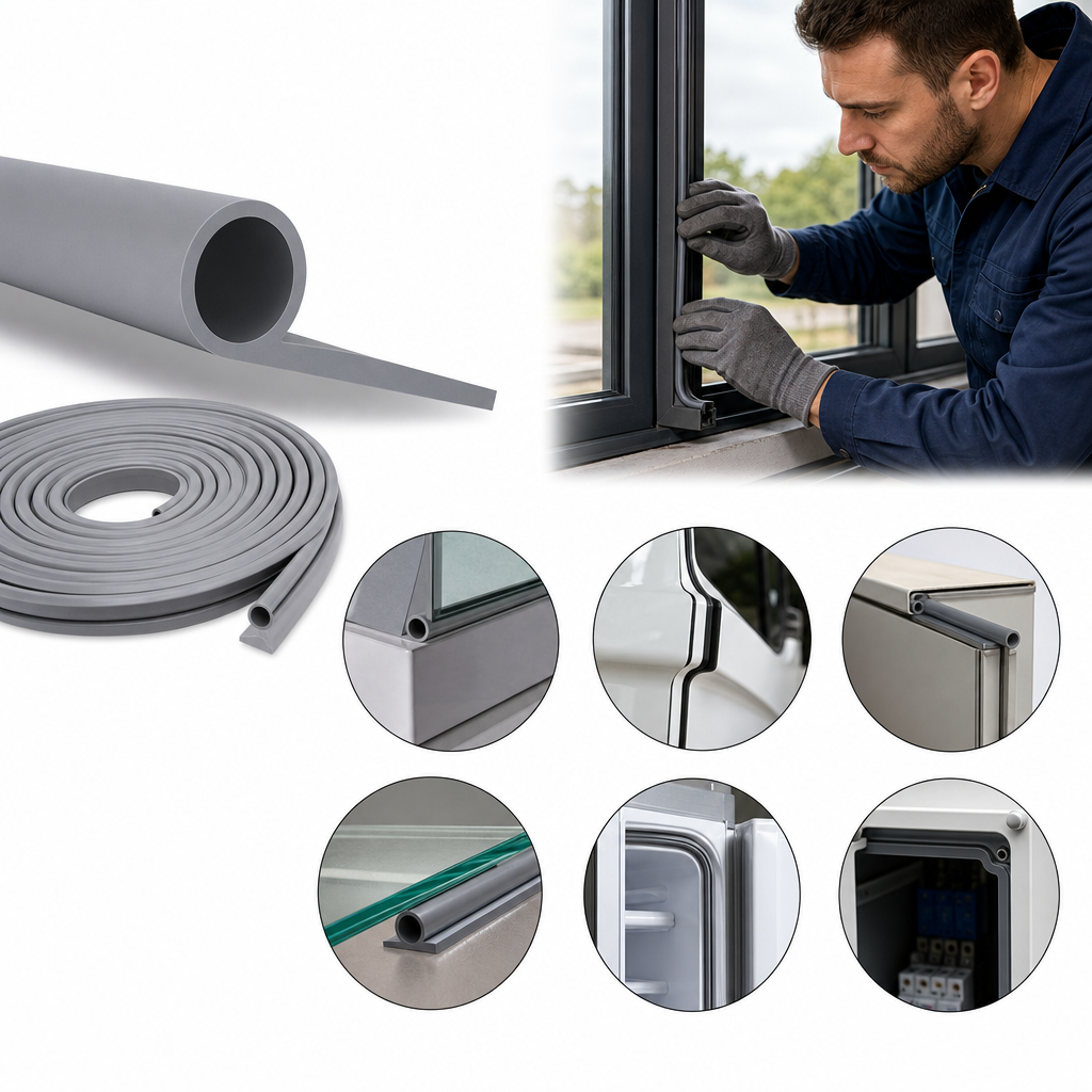 Grey Silicone Rubber P Section Seal for Various Applications (10m Coil)