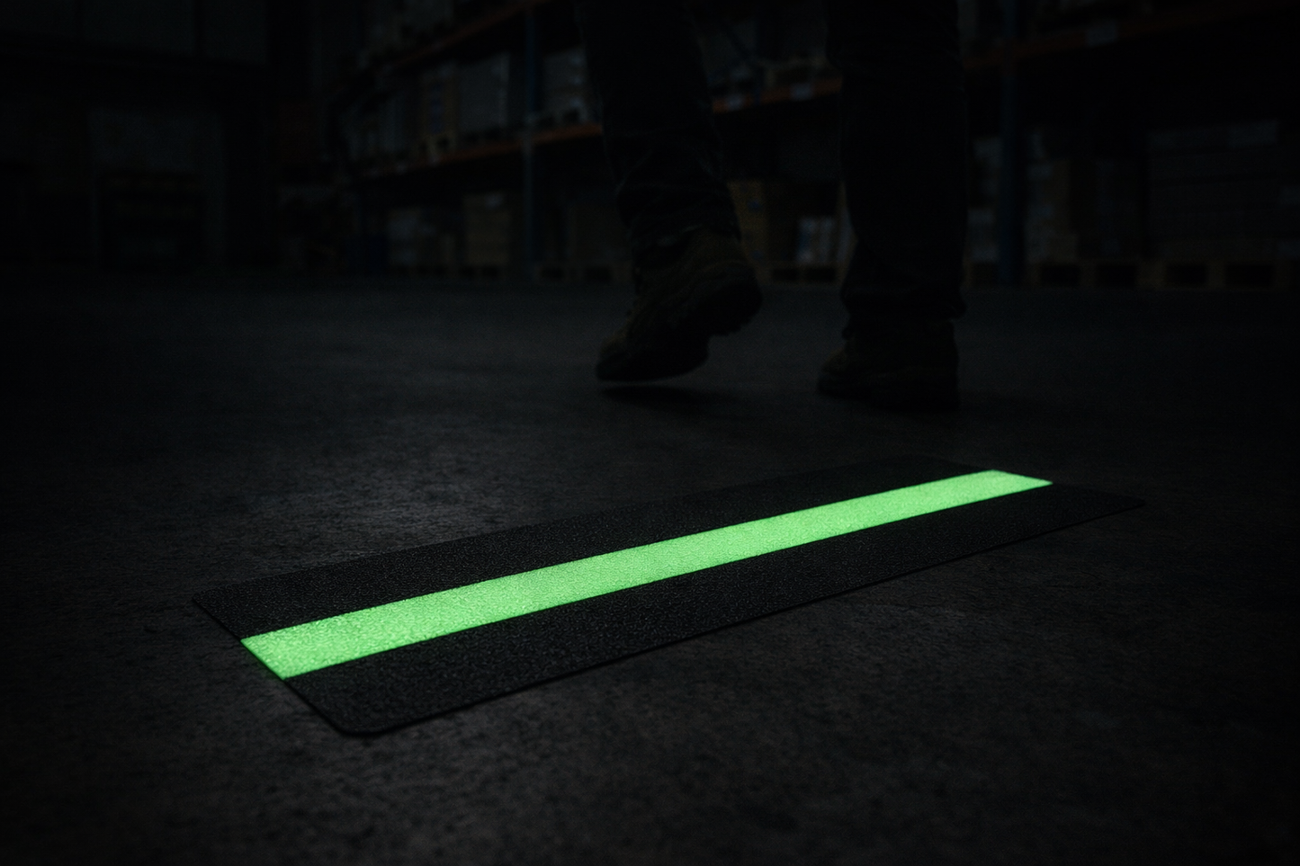 Premium Anti-Slip Pre-Cut Tile Tread with Glow-in-the-Dark Stripe - 150mm x 610mm for Safety in Low-Light Areas