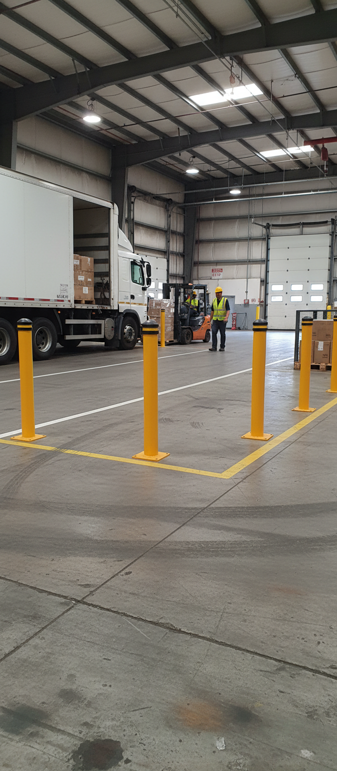 Heavy Duty Steel Bollard with Reflective Tape and Rubber Cap - 114 x 1000 mm, 18.8 kg, RAL1028 Yellow