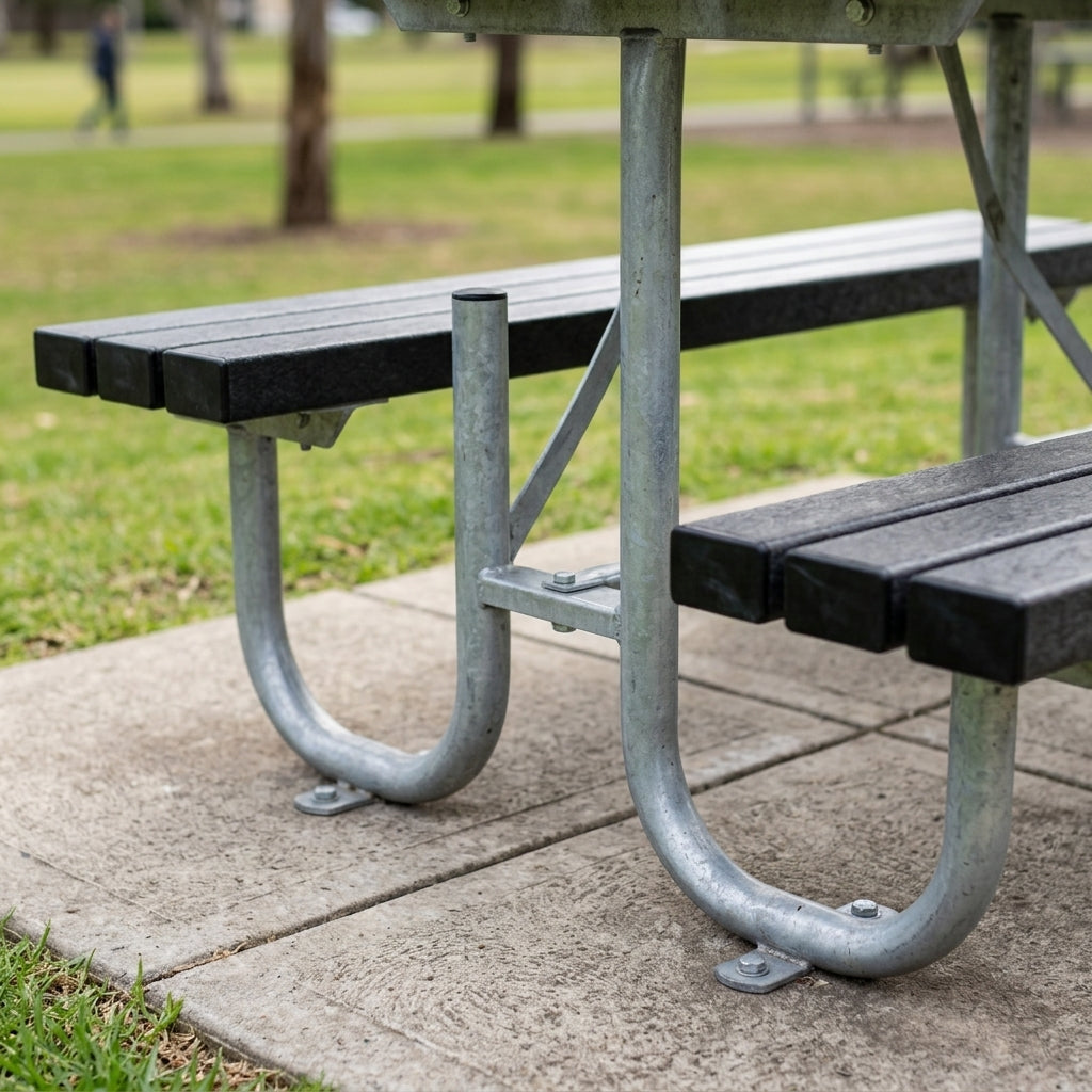 1200mm Galvanised Steel Picnic Table Bench (view 2)