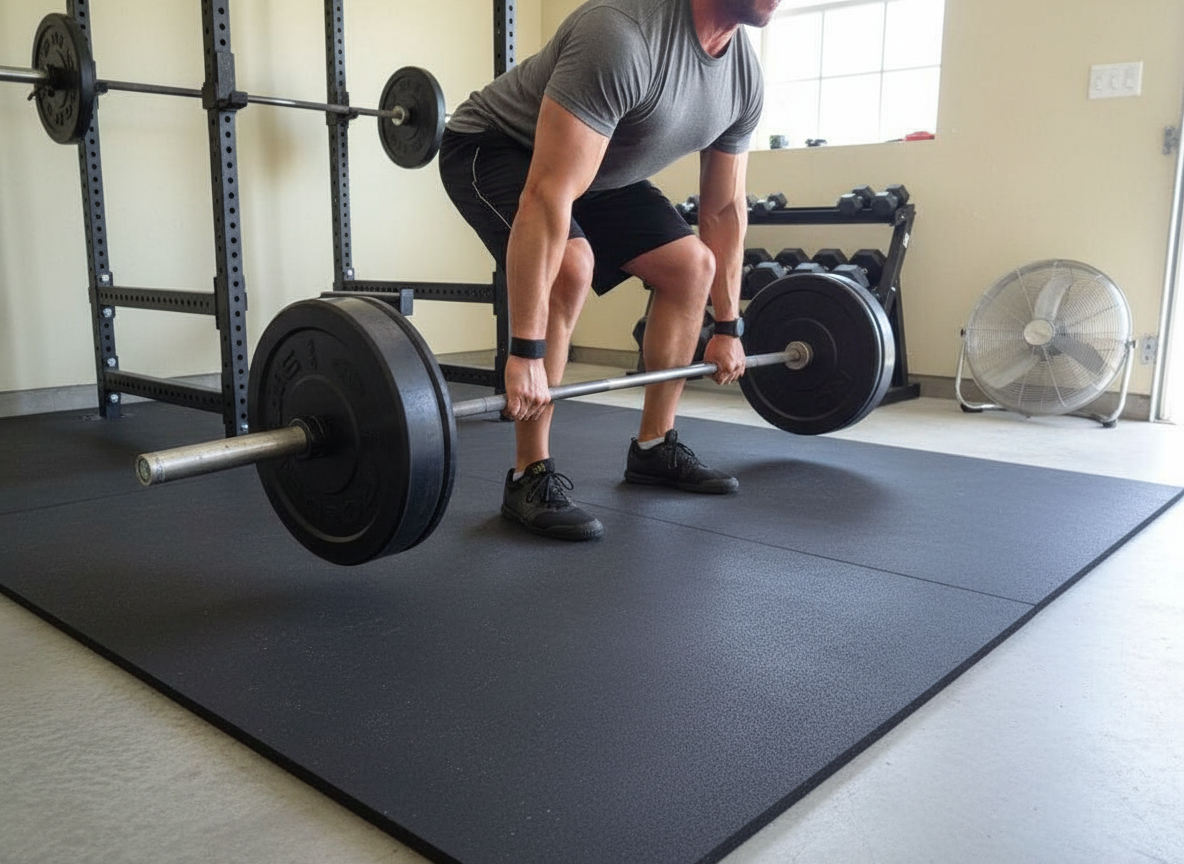 Premium Extra Heavy Duty Rubber Gym Mats Twin Pack - Non-Slip, 12mm Thick with Superior Traction for Home and Commercial Use