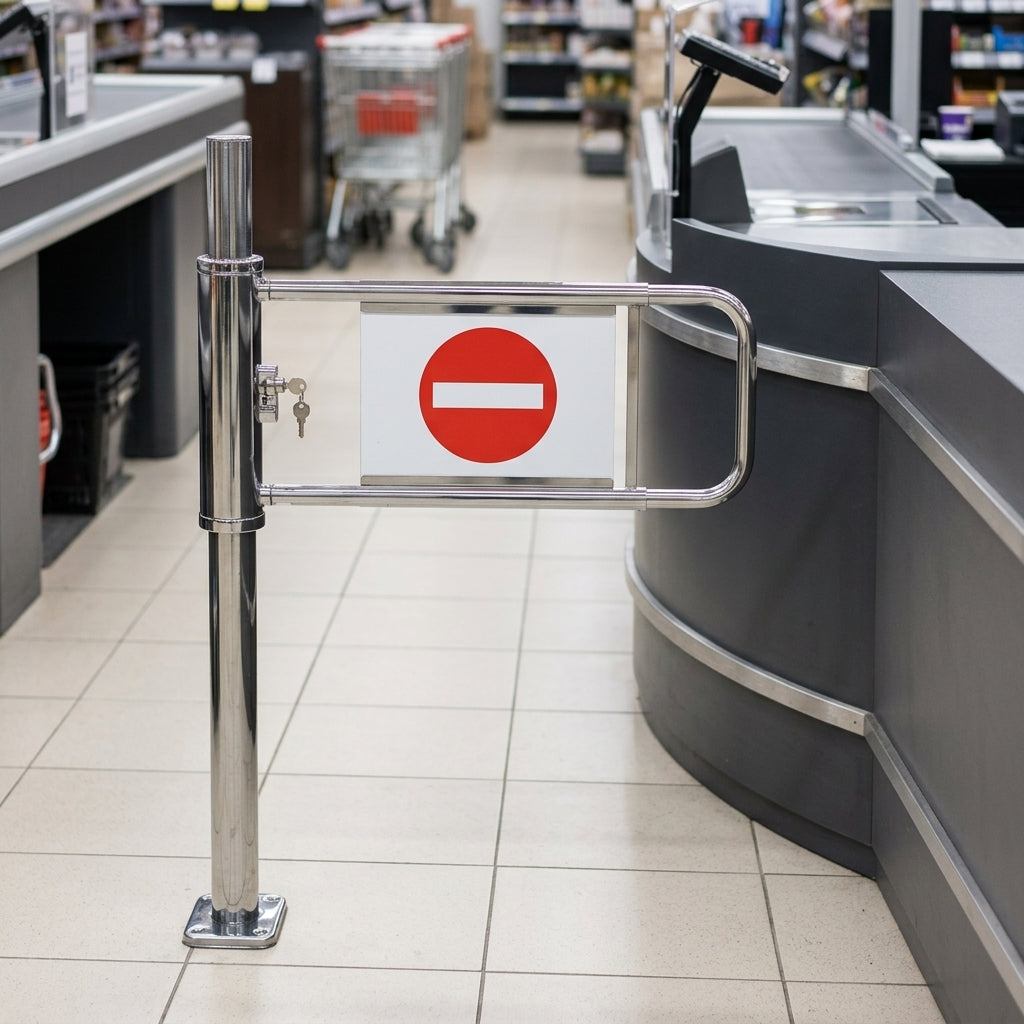 Lockable Manual Mechanical Swing Gate, Checkout & Entrance Control (view 2)