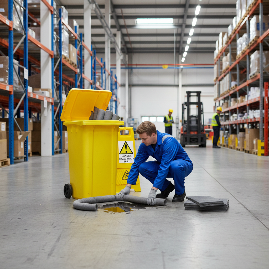 Maintenance Spill Kit Two Wheel Bin with Hinged Lid - M240SK || 240ltr Absorbency