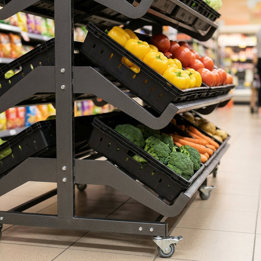 2000mm double-sided mobile fruit & vegetable display unit (view 2)