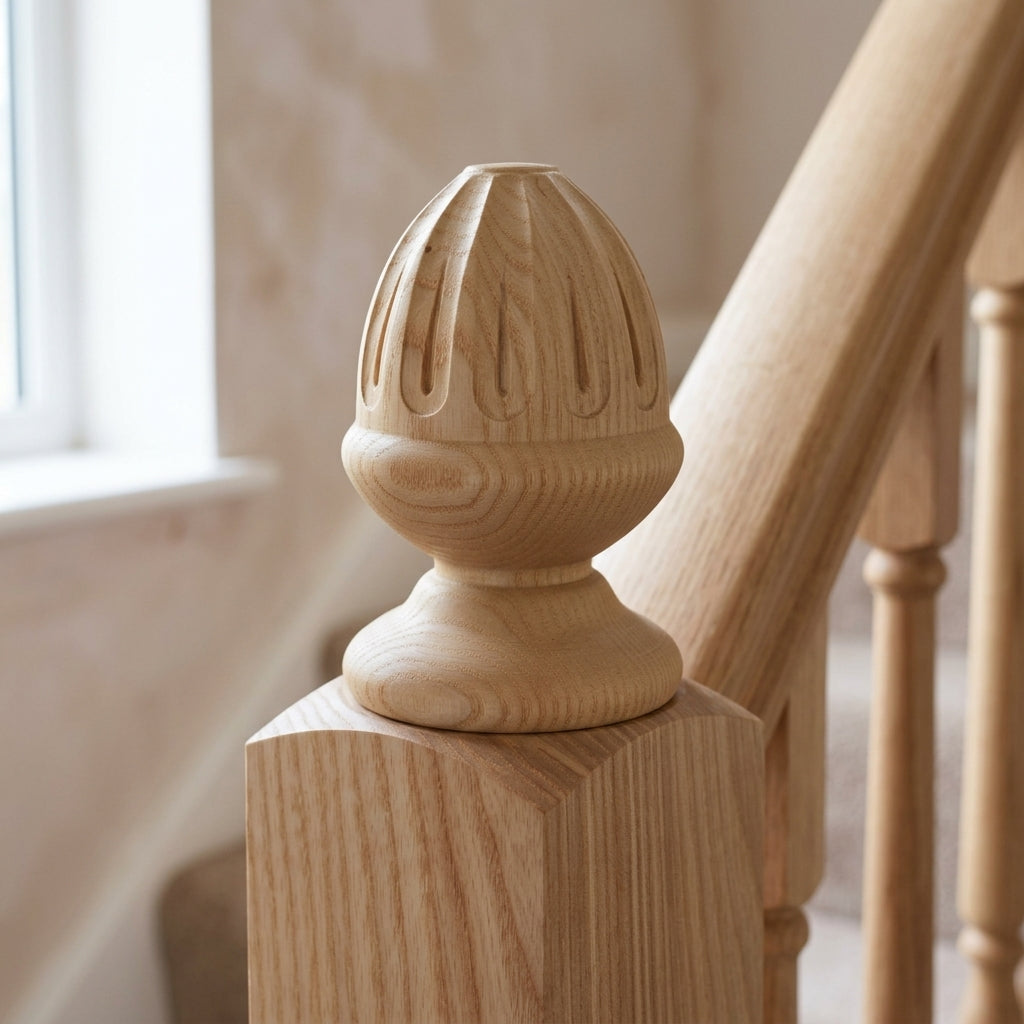 Fluted Newel Cap 32mm Diameter Unfinished (view 2)