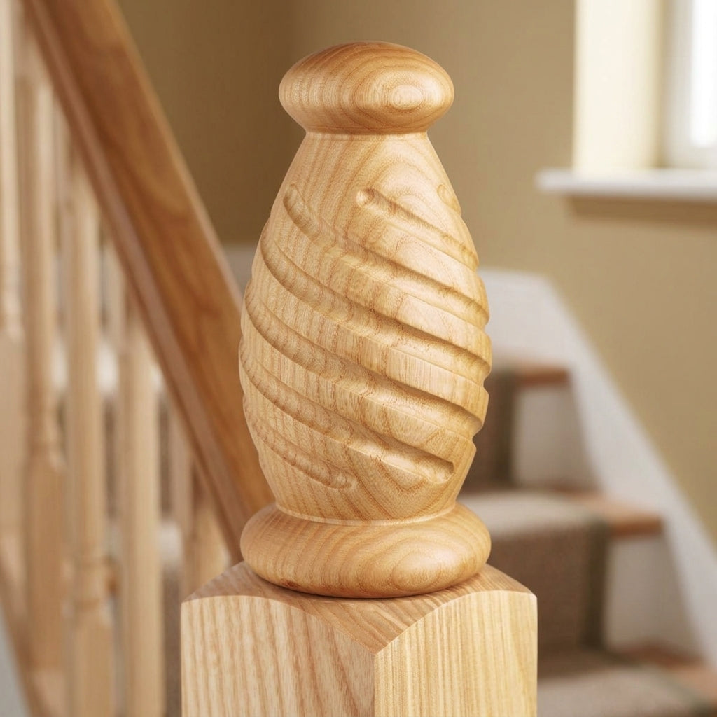 32mm Twisted Newel Cap Unfinished (view 2)