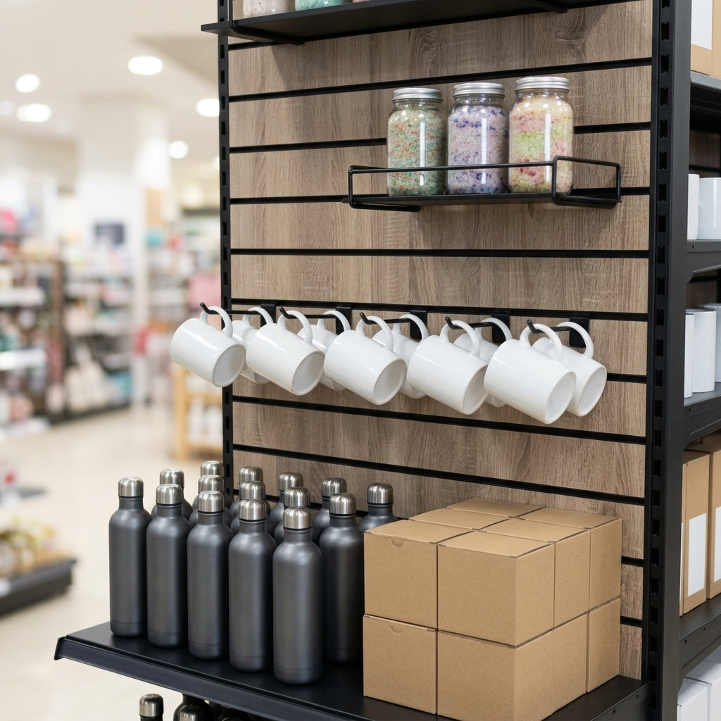 1.8m Wood Effect Gondola Display Bay – 470mm Base Shelf (view 2)