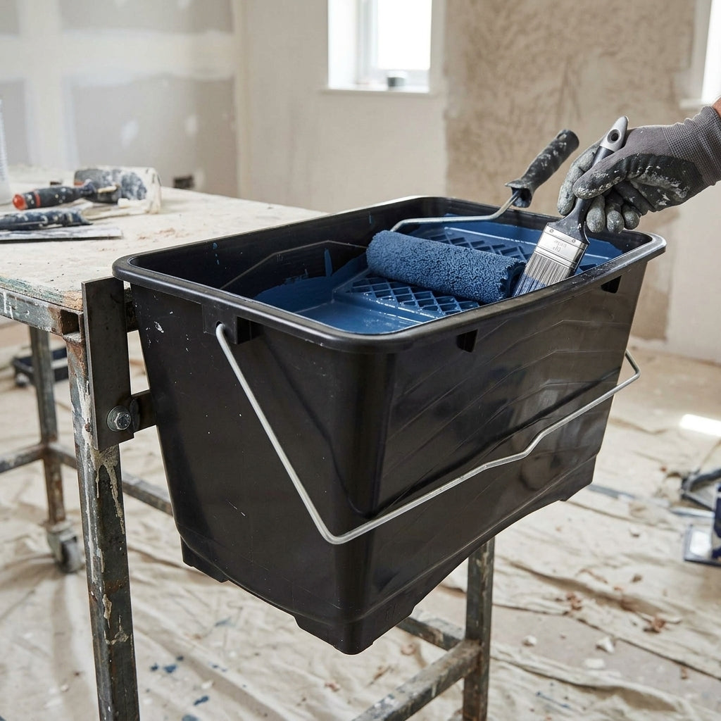 15 Litre plastic paint scuttle black with metal handle (view 2)