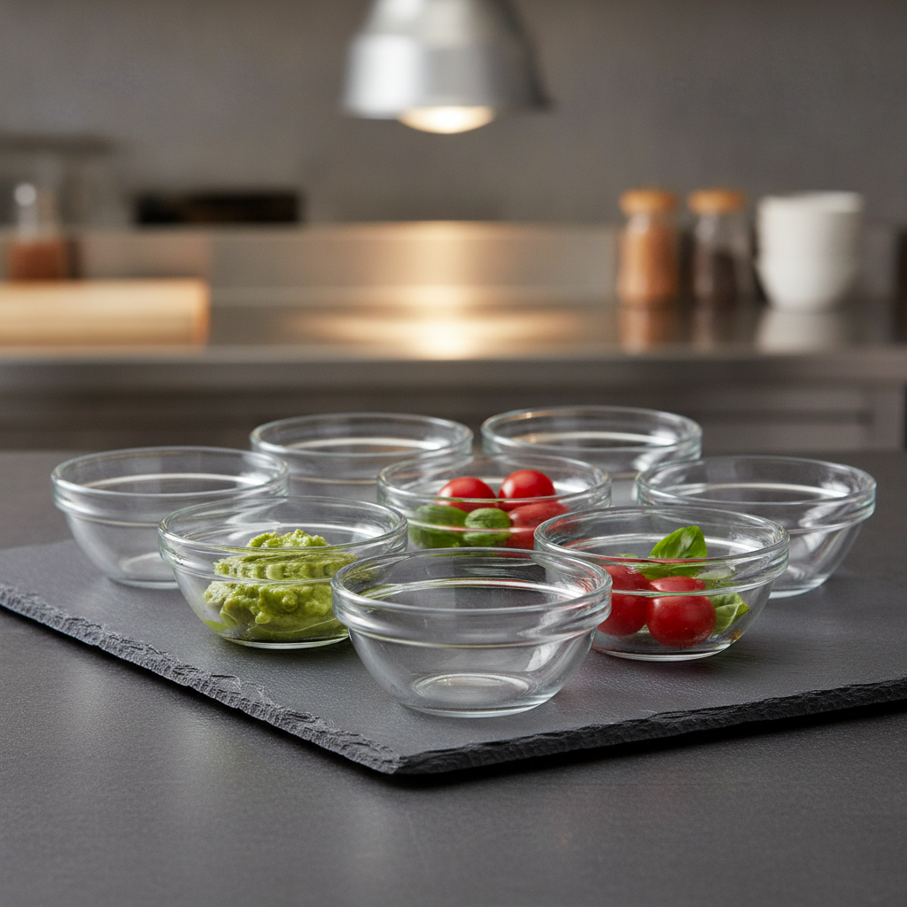 Toughened Glass Mini Bowl 35ml for Food Display (Pack of 6)