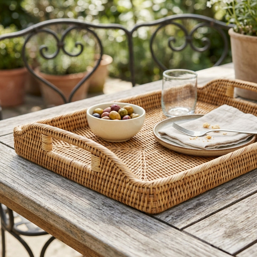 Medium Rattan Serving Tray - Natural (view 2)