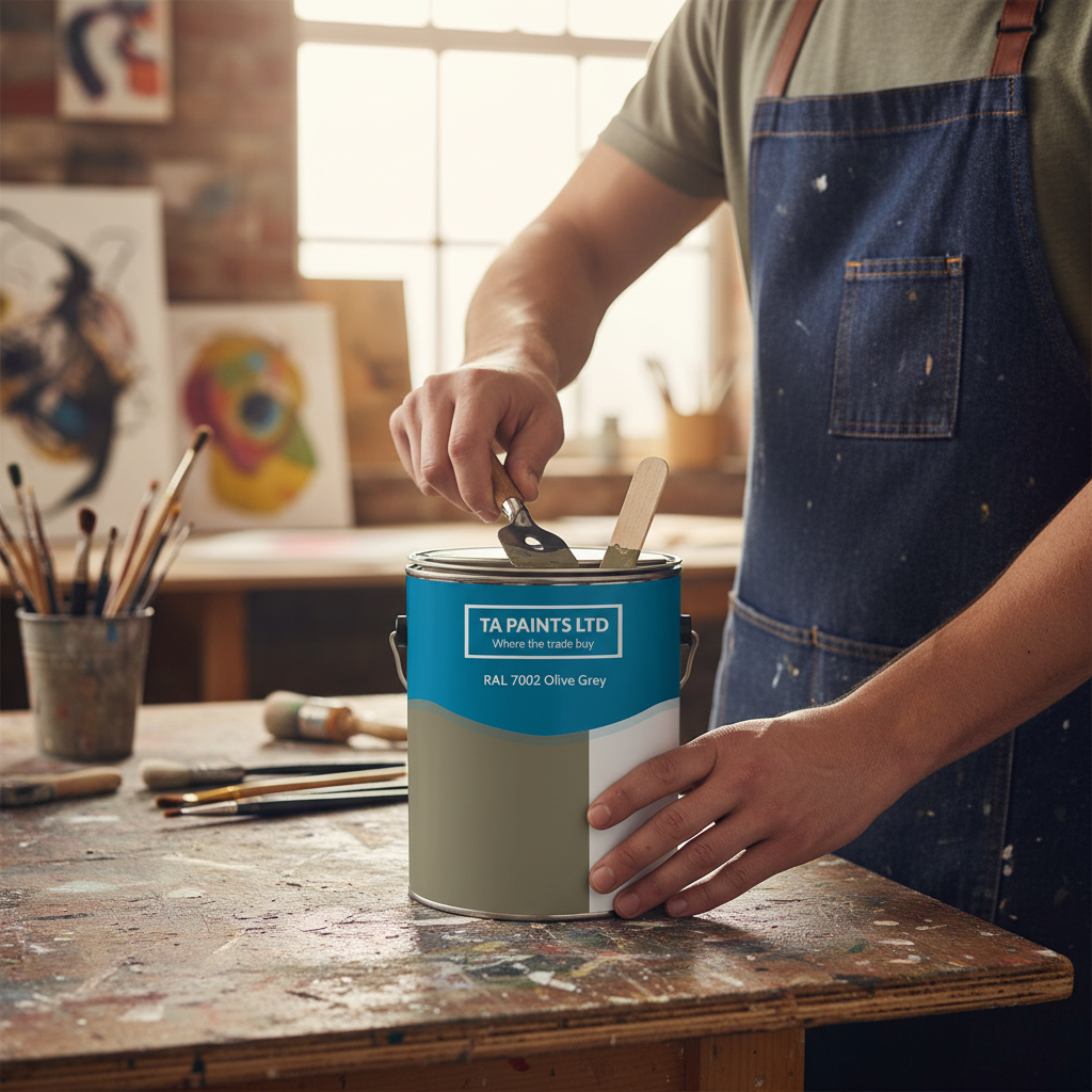High-Performance Universal PU Enamel Paint in Olive Grey - Durable, Quick-Drying, Suitable for Metal, Wood, and Concrete Surfaces