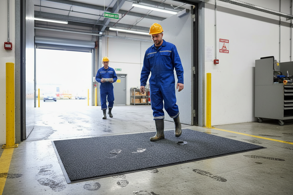 Premium Super Absorbent Cotton Wiper Entrance Mat with Hard-Wearing Vinyl Backing for Moisture and Dirt Control