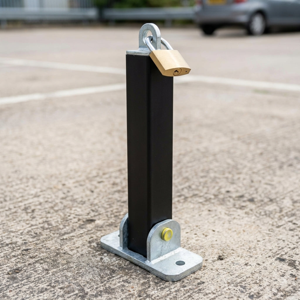 Square Toplok Padlockable Parking Post – Galvanised Steel (view 2)
