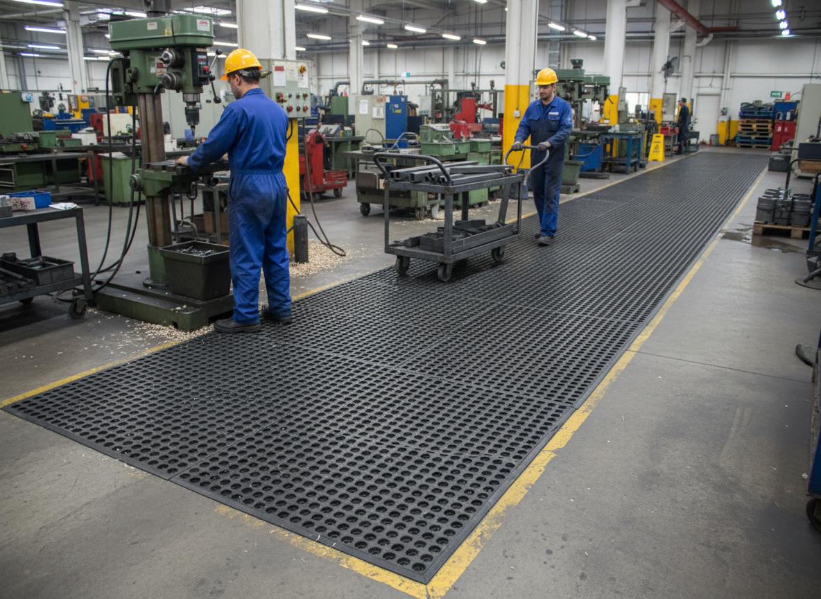 Premium Narrow Ribbed Matting for Horsebox Flooring and Kennels - 12M Length, Resilient Rubber Compound, Heavy Duty Construction