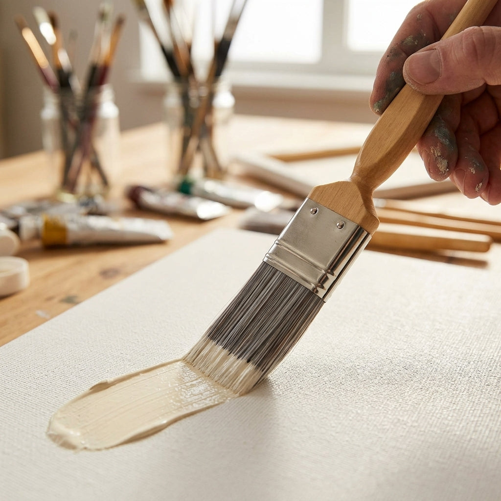 5-piece synthetic paint brush set with wooden handles (view 2)