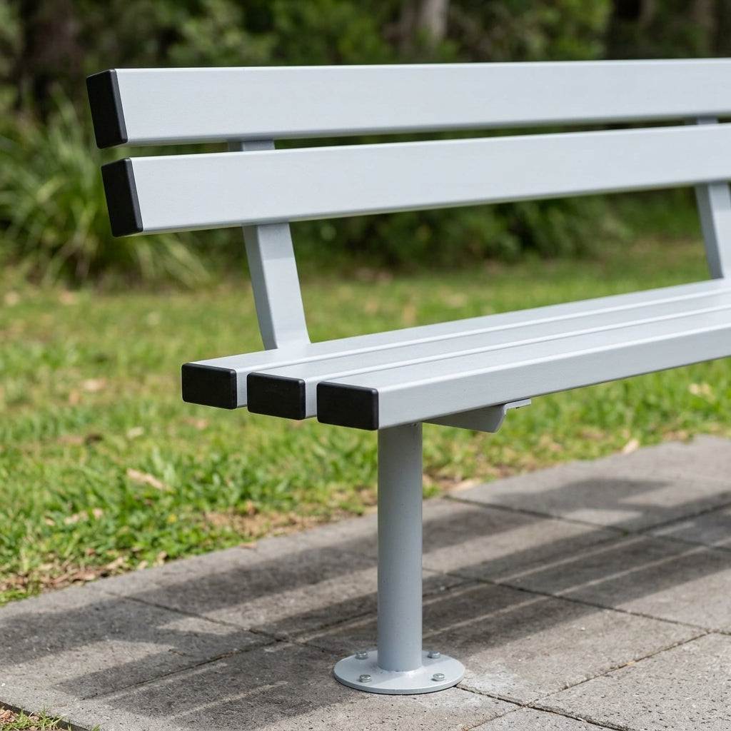 1200mm Outdoor Mild Steel Bench Seat with Back (view 2)
