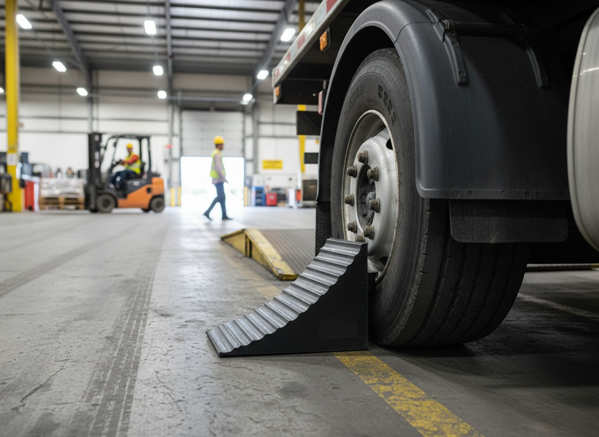 Premium Heavy Duty Vehicle Wheel Chock with Solid Rubber Construction, Moulded Handle, and 20 Tonnes Max Load Capacity - 260 x 160 x 190 mm