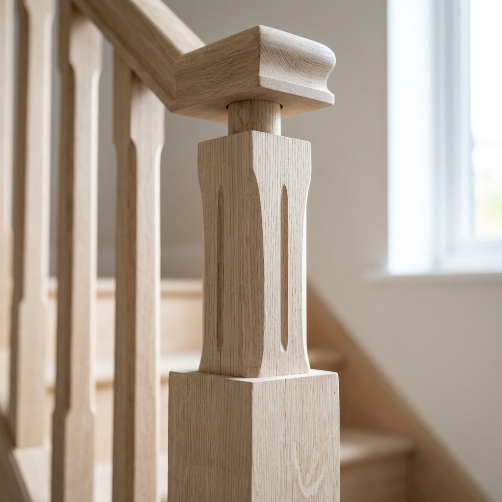 115mm Oak Newel Post with Peg (view 2)