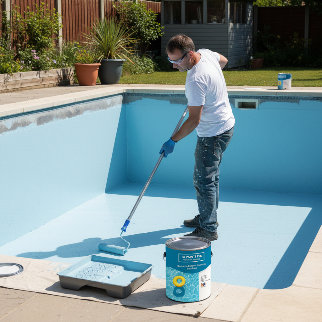 Premium Chlorinated Rubber Swimming Pool and Pond Paint - 3 in 1 Primer, Sealer, and Protector for Fiberglass, Brick, and Concrete