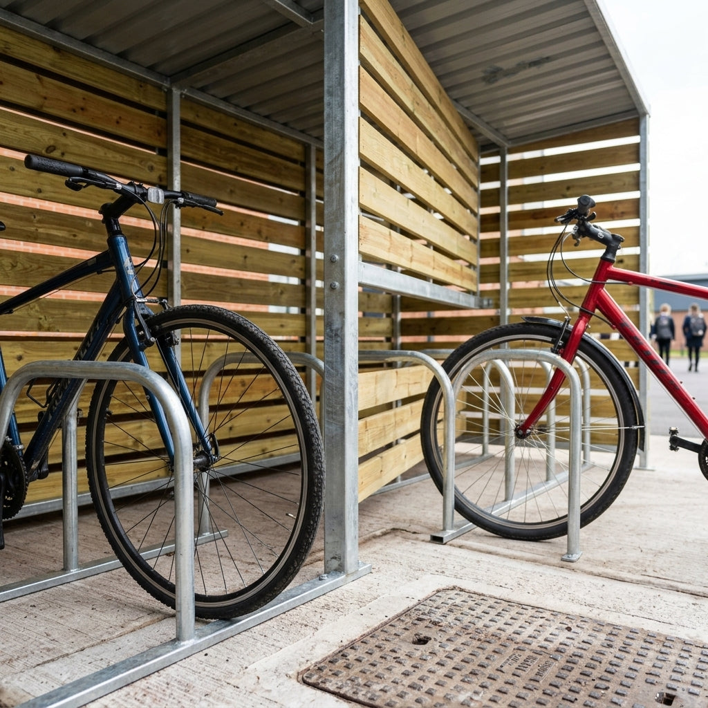 4.1m Timber Cycle Shelter with Galvanised Steel Frame – 10 to 60 Bike Capacity (view 2)