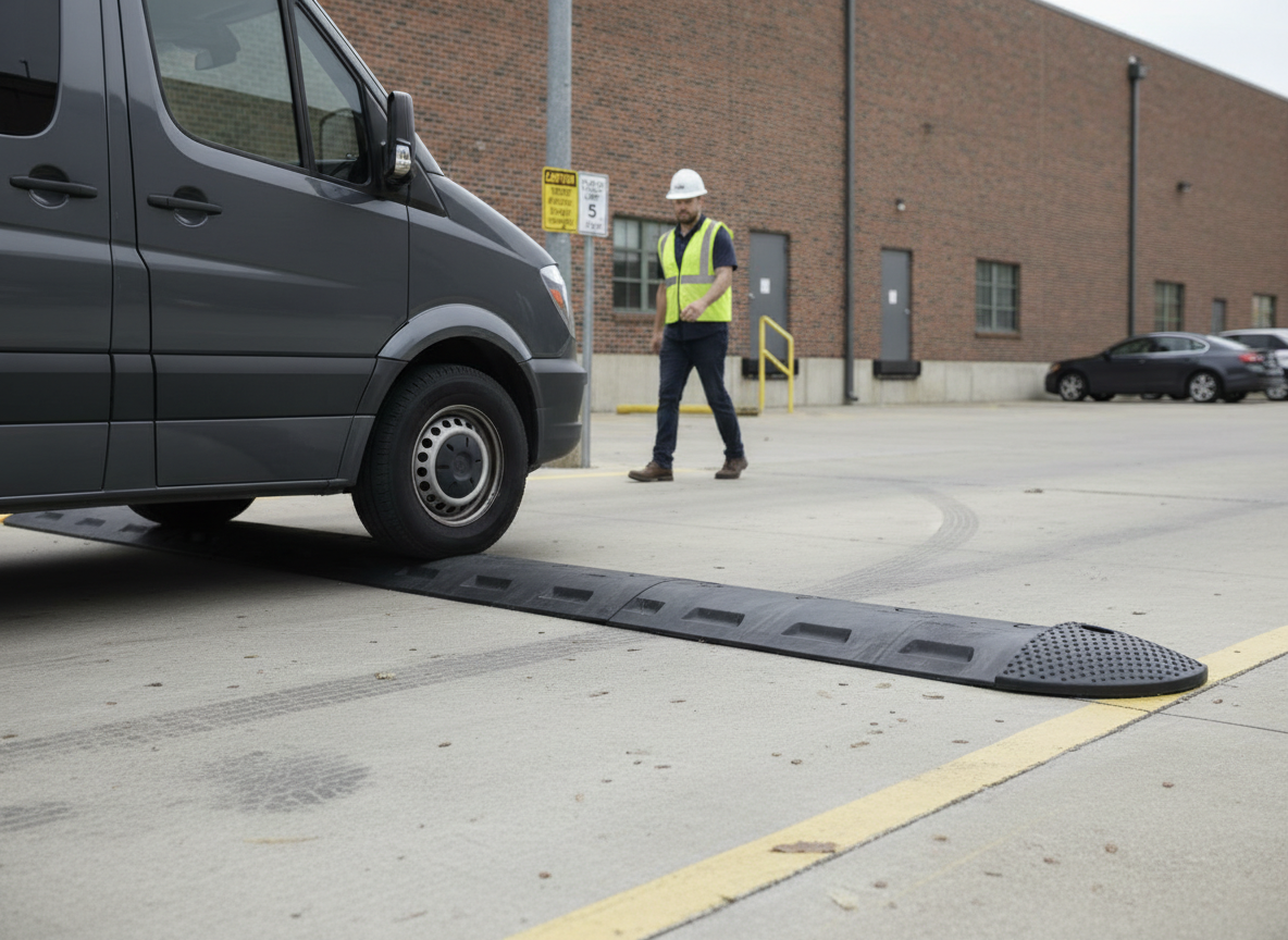 Premium Rubber End Cap for Speed Bump, Dimensions 300 x 150 x 50 mm, Heavy Duty Construction for Safety