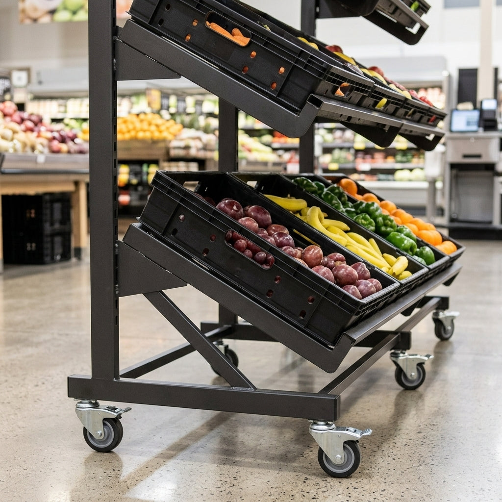 1600mm single-sided mobile fruit & vegetable display (view 2)