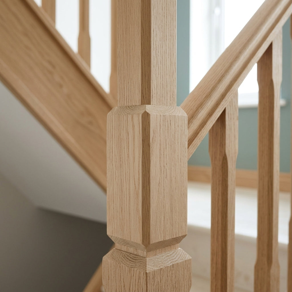 115mm Stop Chamfer Newel Post Oak (view 2)