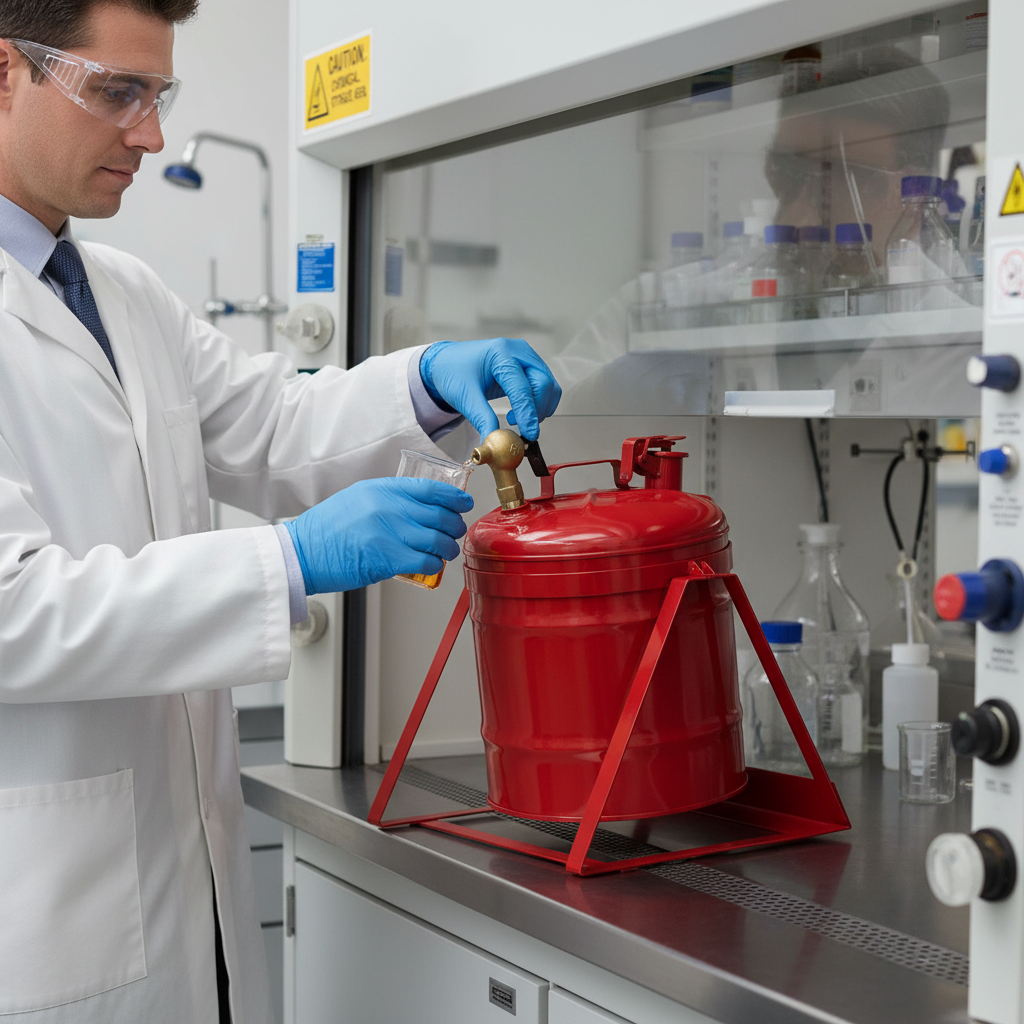 19ltr Justrite® Laboratory Can - 7150146 ||298mmØ x H403mm With Tap & Stand