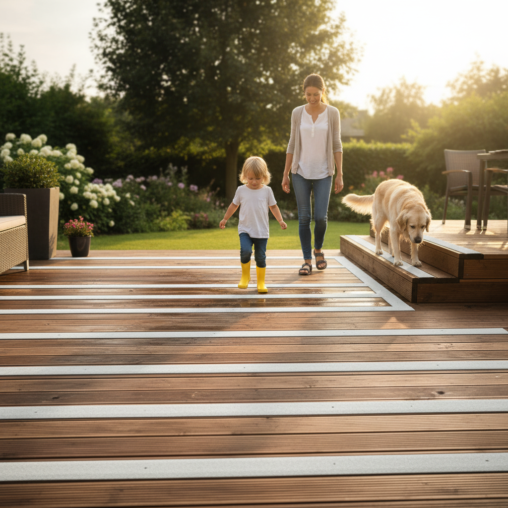Premium 50mm Wide Non-Slip Anti-Skid Decking Strips - Durable GRP Material for Safety and Style in Outdoor Spaces