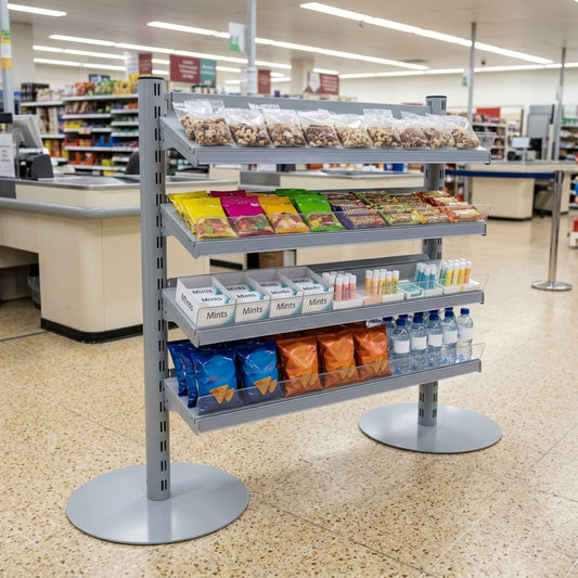 1000mm Queue Management Shelf Bay with 4 Shelves