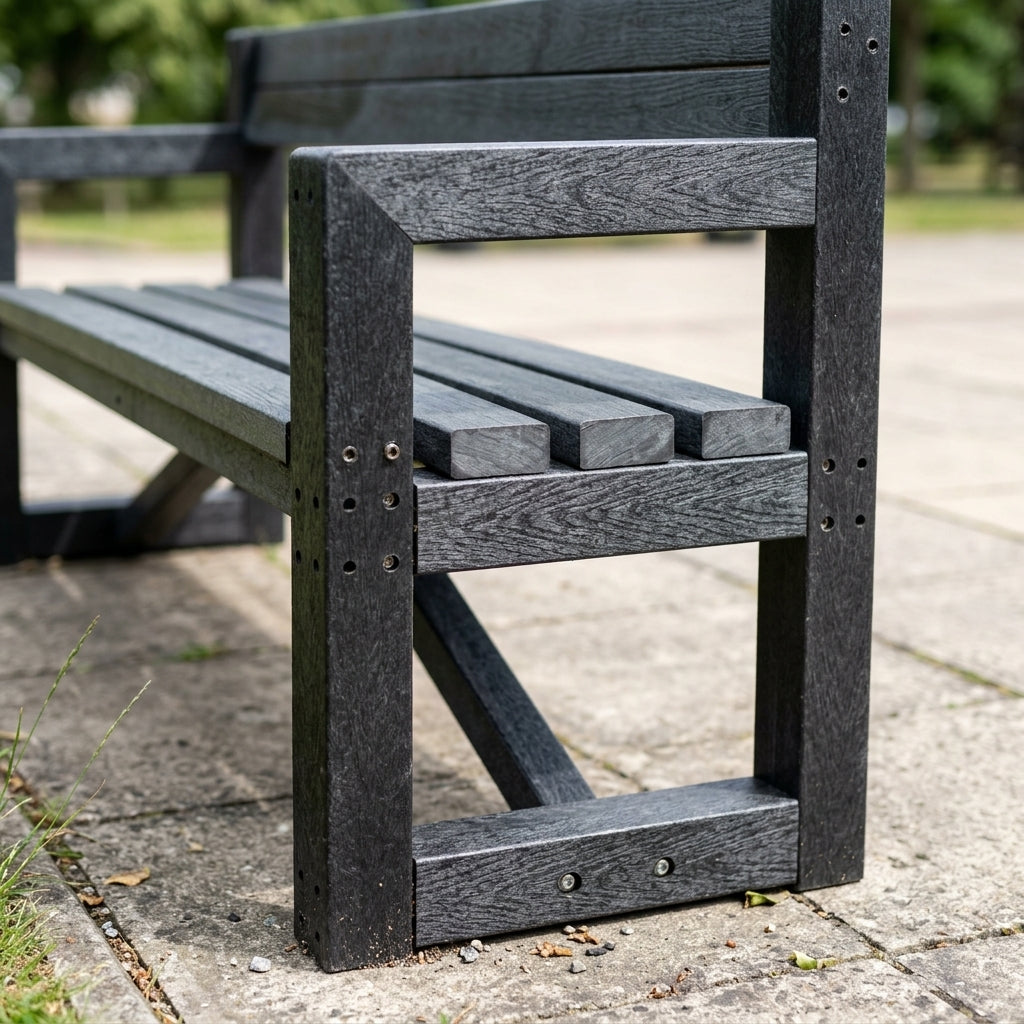 1680mm Recycled Plastic City Bench with Black Frame (view 2)
