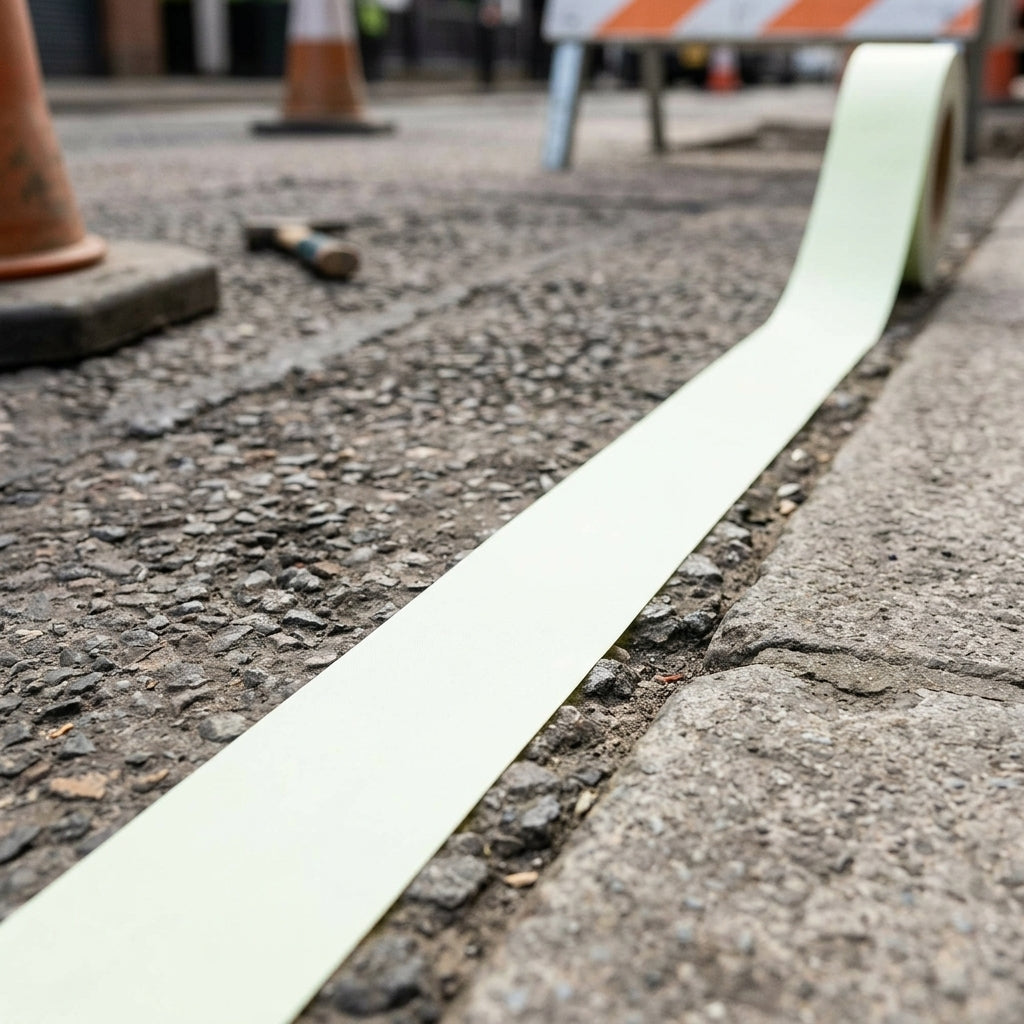 25m Luminous Hazard Warning Tape – White (view 2)