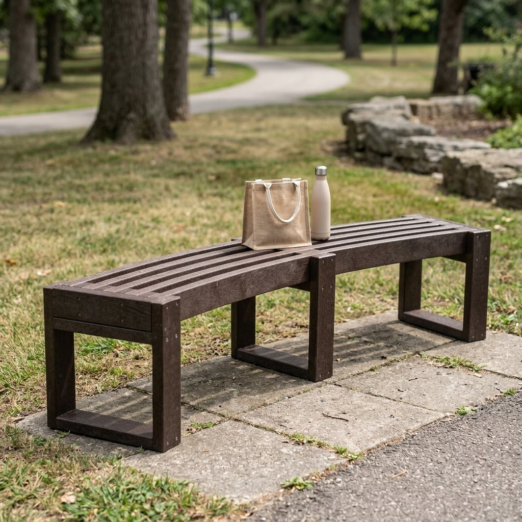 1800mm Curved Bench Recycled Plastic Weatherproof