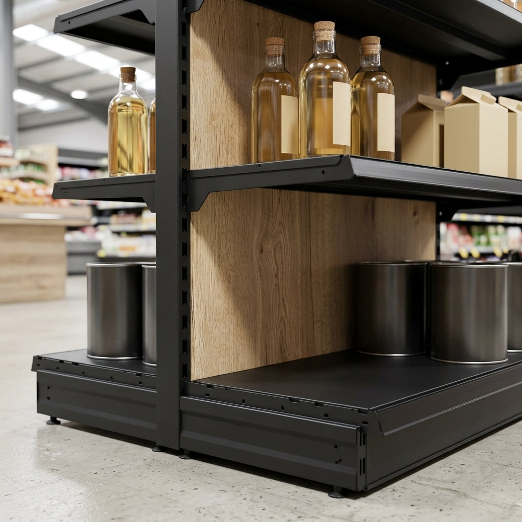 1.4m High Wood Effect Wall Bay Shelving – 570mm Base, 500–1000mm Wide (view 2)