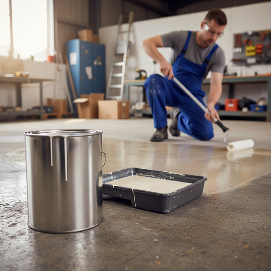 Premium Concrete Garage Floor Dust Sealer Clear Paint - 3 in 1 Solution for Priming, Sealing, and Protecting