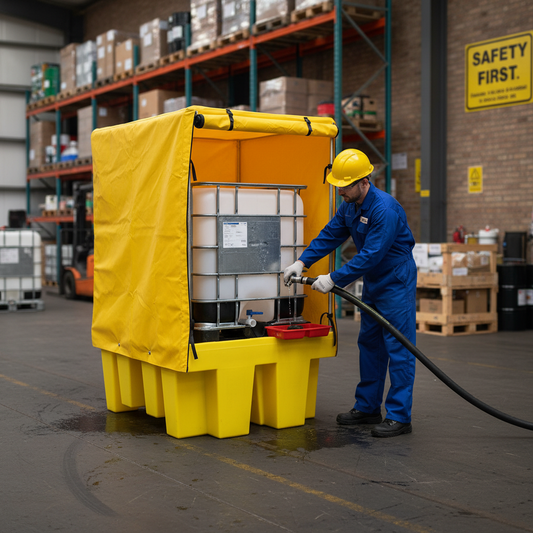 Covered Single IBC Spill Pallet - BB1C || 1100ltr Sump Capacity