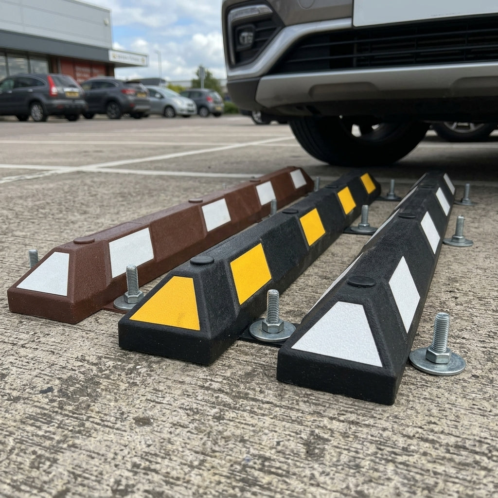 550-1800mm Wheel Stops | Recycled Rubber | Car Park Safety (view 2)