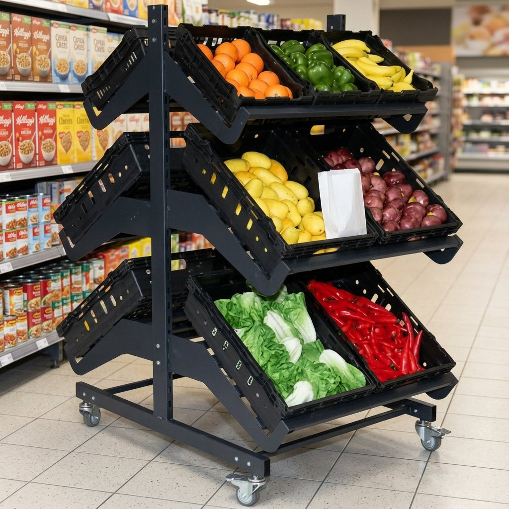 800mm double-sided mobile fruit and vegetable display unit