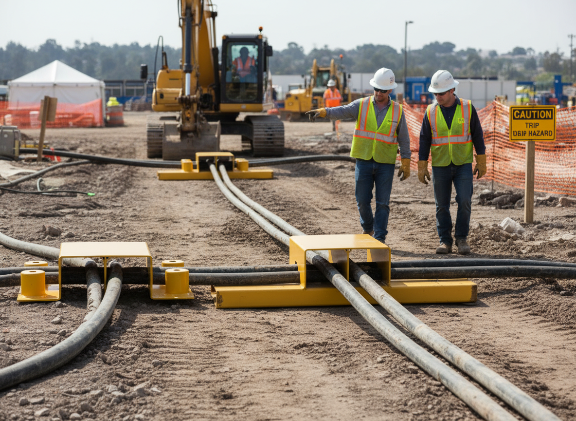Premium Heavy Duty Steel Cable Protection Ramp for Hoses - Accommodates 2 x 170mm Hoses with 44 Tonnes Load Capacity