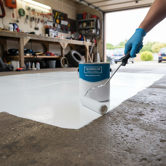 Premium White Garage Floor Paint - Durable High Gloss Coating with Chemical Resistance for Concrete and Metal Floors