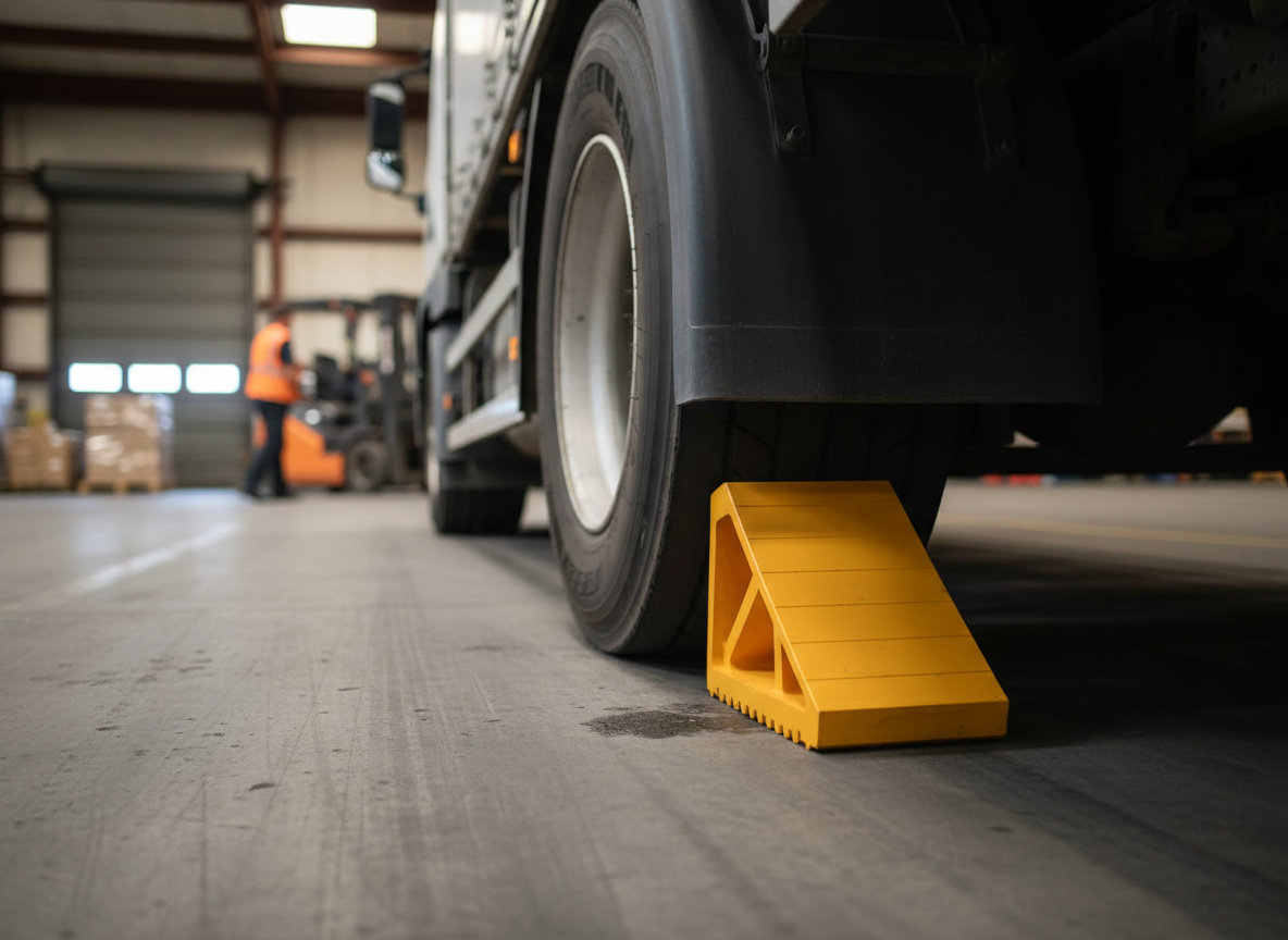 Premium Heavy Duty Wheel Chock for Cars and Trucks - Yellow Rubber Compound with Integrated Handle, 270 x 120 x 185 mm