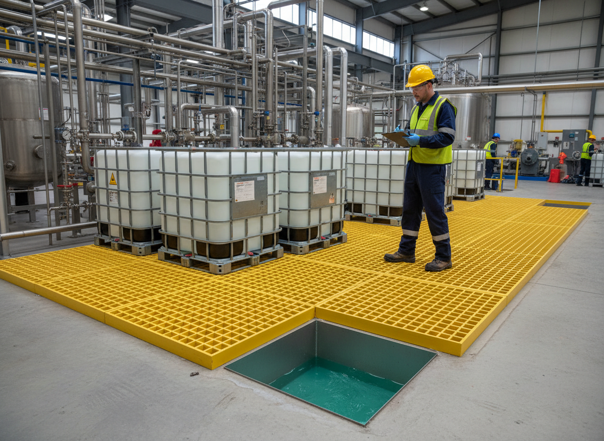 Premium Heavy Duty Open Square Holed GRP Grating 3665 x 1225 x 25mm with Non-Slip Surface