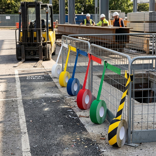 Heavy-duty vinyl floor marking tape for forklift traffic