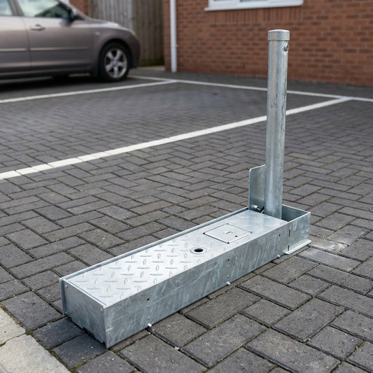 60mm Folding Parking Post 580mm Height Galvanised Steel