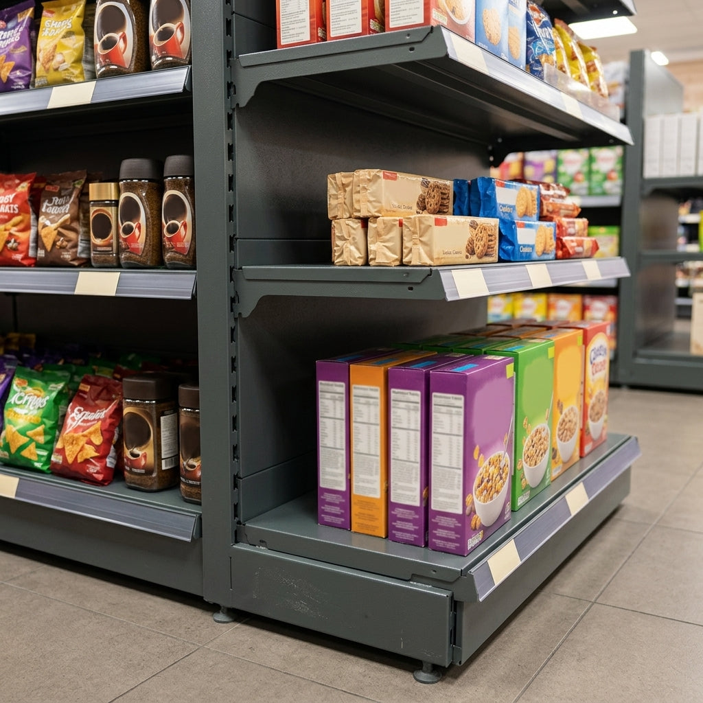 2.4m Double-Sided Gondola Bay – 370mm Base Shelf, 300mm Uppers (view 2)