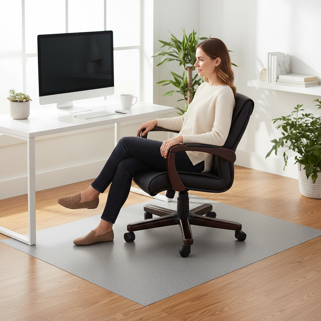 Premium Heavy Duty Floor Protection Chair Mat - Custom Cut Vinyl Mat for Hard Floors with High Durability and Easy Cleaning