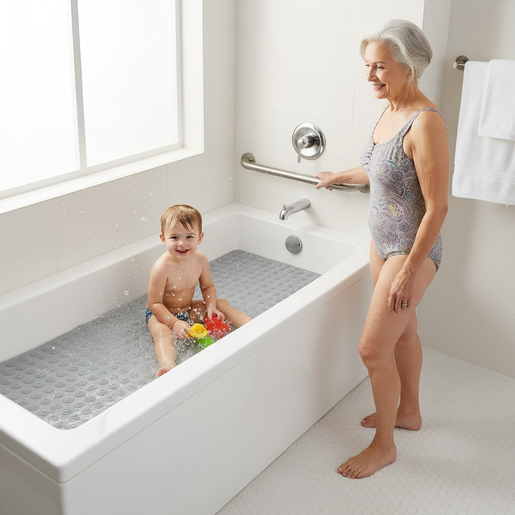 Premium Non-Slip Extra Long Bath Mat 40x100cm - Perfect for Seniors and Children, Easy to Clean, No Suction Cups
