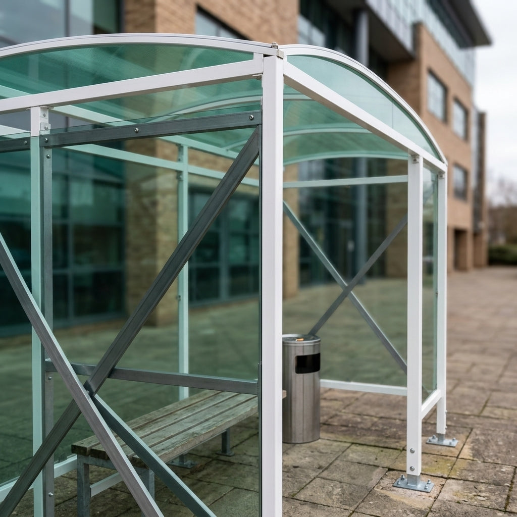 2m wide open smoking shelter, 1–6m lengths, aluminium (view 2)
